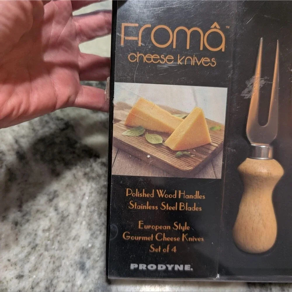 Prodyne Froma European Style Gourmet Cheese Knives Set, Wood Handles, New